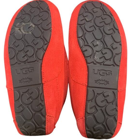 UGG Australia Men\'s Ascot Slippers Samba Red 1101110 Shoe Sheepskin‎ Suede SZ 9